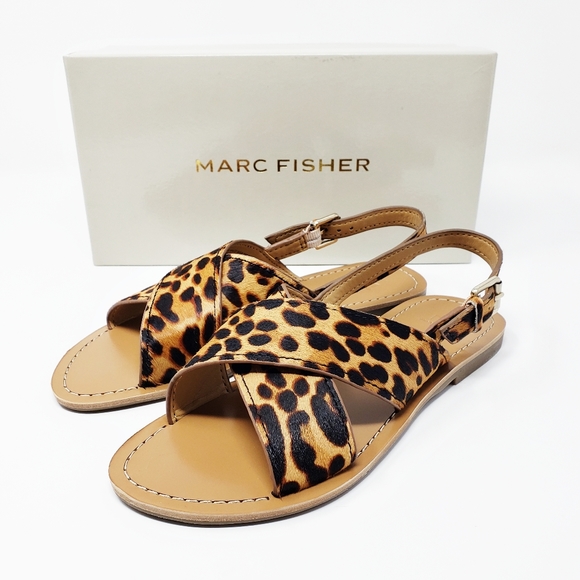 Marc Fisher Animal Print Leather Sandals - Picture 1 of 10